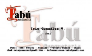 Iris Gonzalez v. Anuncios gratis en Temuco |  BANQUETERIA TAB&Uacute; servicio de coctel y matrimonios en general, servicio de coctel y matrimonios en general