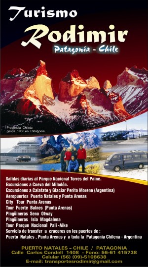 Rodolfo D&igrave;az Miranda Anuncios gratis en Torres del Paine |  PARA LLEGAR A TORRES DEL PAINE LLAME A TRANSFER RODIMIR 61-415738, LAGO GREY LAGUNA AMARGA ADMINISTRACI�N LAGO PEHOE TORRES DEL PAINE