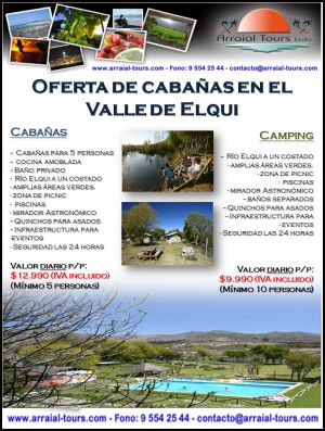 Arraial Tours Ltda Anuncios gratis en Antofagasta |  Oferta de caba&ntilde;as en el Valle de Elqui octubre - diciembre 2009, Precios de temporada baja