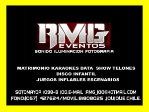 Roberto Mollo G Anuncios gratis en Iquique |  R.M.G EVENTOS AMPLIFICACION E ILUMINACION FOTOGRAFIA, Data-show telones dico infantil,j.inflables,matrimonios ,karaokes,eventos 