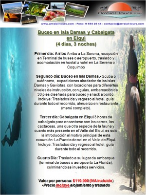 Arraial Tours Ltda Anuncios gratis en Santiago |  Buceo en Isla Damas y Cabalgata en el Elqui (4 d&iacute;as, 3 noches), Buceo, Isla Damas, Cabalgatas, Elqui, turismo aventura