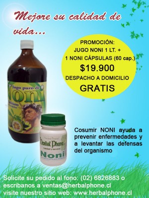 Jacqueline Soto Anuncios gratis en Talagante |  JUGO AUTENTICO NONI 100% NATURAL WWW.HERBALPHONE.CL, JUGO NONI + CAPSULAS NONI EN PROMOCION