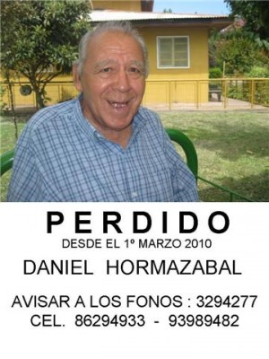 Daniel Hotmazabal Anuncios gratis en Calera de Tango |  Se Busca a Don Daniel Hormazabal, Perdido desde el 1 de Marzo 2010