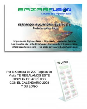 Bazarfusion Anuncios gratis en El Bosque |  Tarjetas de Visita, desde $8.000 iva/inc.