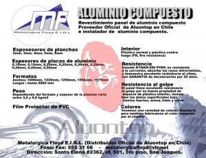 Metalurgica Floyd E.I.R.L. (Proveedor Oficial de Aluontop) Anuncios gratis en San Joaqu&iacute;n |  Aluminio Compuesto Aluontop (Proveedor oficial en Chile), Servicio de venta e instalaci&oacute;n de Aluminio Compuesto Aluontop