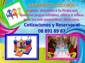 Mariela Jim&eacute;nez  Anuncios gratis en Pedro Aguirre Cerda |  Mesas,  sillas inflables para cumplea&ntilde;os infantiles , Arriendos arcoiris 