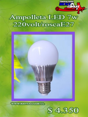 RENTAGAME CHILE Anuncios gratis en La Cisterna |  Ampolleta led 7 watt/220vluzfria/luzcalida/aluminio precio: $ 4.350, Rentagame: es lider en iluminacion led