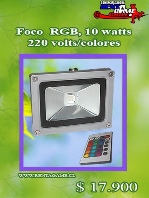 RENTAGAME CHILE Anuncios gratis en La Cisterna |  Foco  rgb, 10 watts/220 volts/colores/incluye control remoto $ 17.900, Rentagame: es lider en iluminacion led