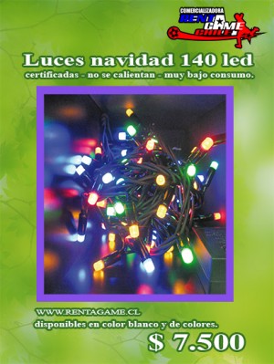 RENTAGAME CHILE Anuncios gratis en La Cisterna |  Luces navidad 140 led, blanca o de colores/ $ 7.500, Rentagame: es lider en iluminacion led