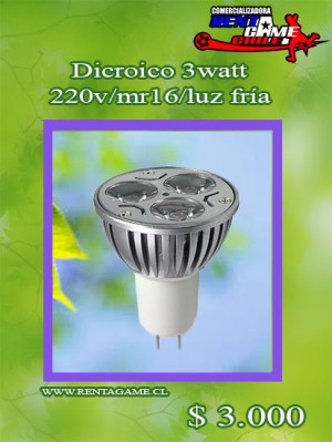 RENTAGAME CHILE Anuncios gratis en La Cisterna |  Dicroico 3watt/220v/mr16/luz fr&iacute;a precio oferta: $ 3.000, Rentagame: es lider en iluminacion led