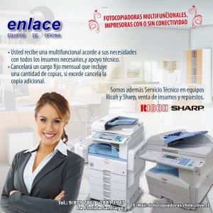 ENLACE EQUIPOS DE OFICINA Anuncios gratis en Macul |  Equipos de copiado sharp al 2051 / sharp al 2041, Fotocopiadoras sharp al 2051 / sharp al 2041 etc...
