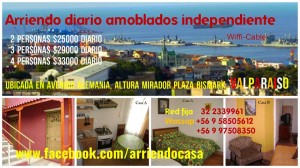 Alicia Calderon Aravena Anuncios gratis en Valpara&iacute;so |  Amoblados x dia, vacaciones, valparaiso,  wasap +56 9 58505612, Desde $25000 diario, en avenida alemania, independiente, comodo, segur
