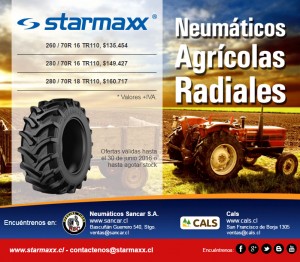 Sancar S.A. Anuncios gratis en Concepci&oacute;n |  Promoci&oacute;n neum&aacute;ticos agr&iacute;colas radiales tr110 starmaxx sancar, Oferta junio 2016 sancar, cals, starmaxx, agricultura, radiales