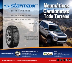 Sancar S.A. Anuncios gratis en Concepci&oacute;n |  Oferta neum&aacute;ticos camioneta todo terreno starmaxx sancar, Oferta junio 2016 sancar, cals, starmaxx, 4x4, suv