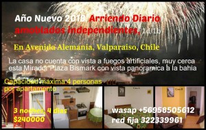 Alicia Calderon Aravena Anuncios gratis en  A&ntilde;o nuevo en valparaiso arriendo amoblado full 1d1b, Avenida alemania altura mirador plaza bismark, wasap 958505612