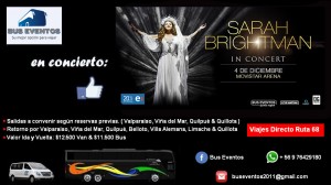Ale bus eventos Anuncios gratis en Valpara&iacute;so |  Bus al concierto de sarah brightman desde valpara&Iacute;so, Sarah brightman en chile - movistar arena