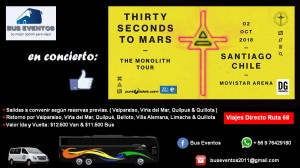 Pablo oyarz&uacute;n Anuncios gratis en Valpara&iacute;so |   bus buses al concierto de thirty seconds to mars  ida y vuelta desde , Thirty seconds to mars en chile | movistar arena