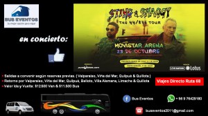 Pablo oyarz&uacute;n Anuncios gratis en Valpara&iacute;so |  Bus o van de acercamiento al concierto de sting & shaggy movistar aren, Sting & shaggy en chile | movistar arena