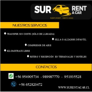 Sur Rent a Car Anuncios gratis en Puerto Montt |  Arriendo de veh&iacute;culos en puerto montt y puerto varas, Arriendo de vehiculos 2017 - 2018