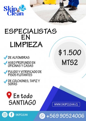 Skip clean Anuncios gratis en Las Condes |  Limpieza de alfombras / hogar / empresas / instituciones / oficinas, Skip clean servicio de limpieza de alfombra en la region metropolitana