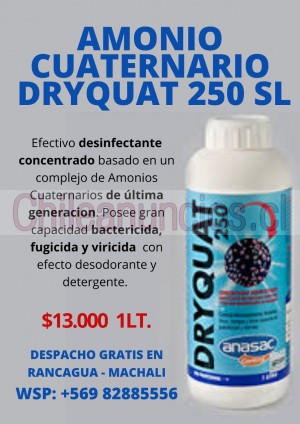 Jorge Anuncios gratis en Rancagua |  Amonio quaternario dryquat 250 sl anasac sanitizante, Efectivo sanitizante concentrado de anasac 