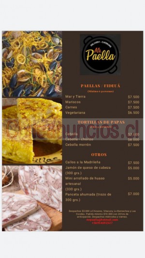 Mr. paella /delivery Anuncios gratis en Lo Barnechea |  Comida mediterránea preparada en nuestra cocinería de los bravos, Platos preparados a domicilio