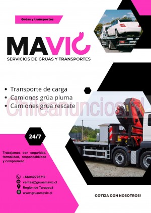 Gruas mavic Anuncios gratis en Alto Hospicio |  Servicos de grúas y transporte en horarios 24/7, Grua grúa rescate camion camión pluma izaje vehicular 
